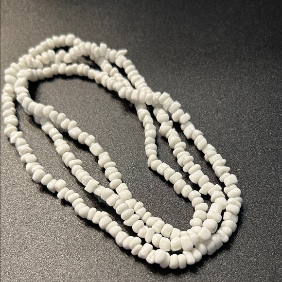 Jewelry - White Strand of Heishi Beads 36 Inch Vintage 80s Boho Beach